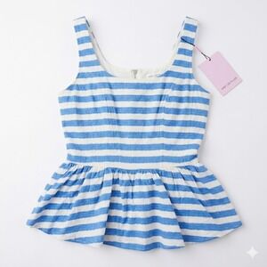 Avec Les Filles Nautical Stripe Peplum Top Coastal Preppy NWT Size M